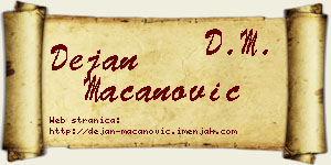 Dejan Macanović vizit kartica